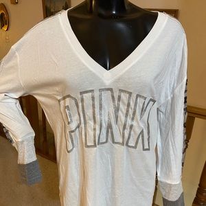 NWT Bling Campus Long Sleeve Shirt Deep V Neck